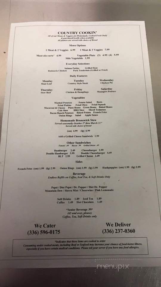 360 Southern Grille - Lexington, NC menu_pic