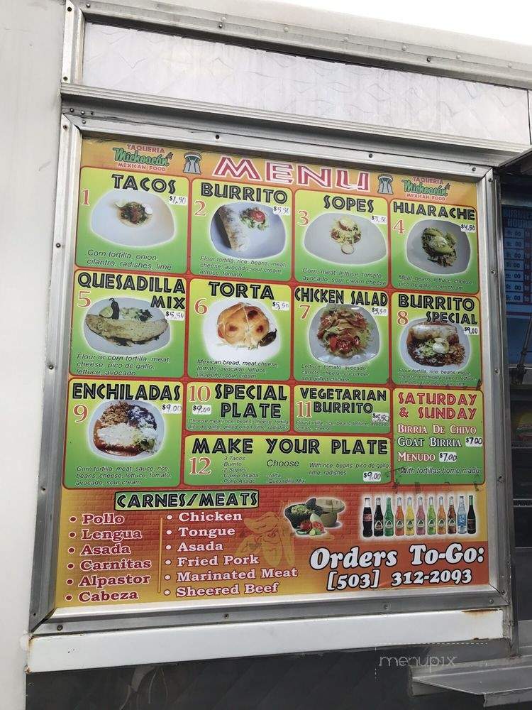 Taqueria Michoacan - Tillamook, OR menu_pic