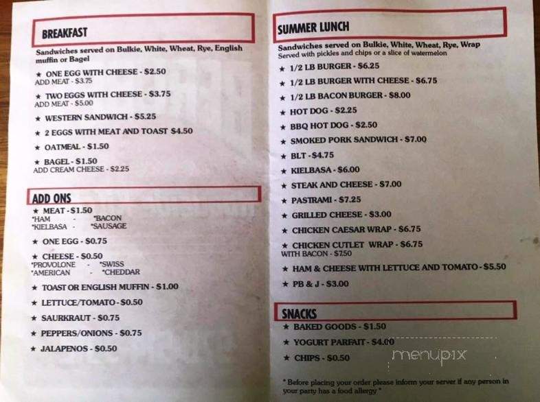 Berube's Roadside Kitchen - Sterling, MA menu_pic