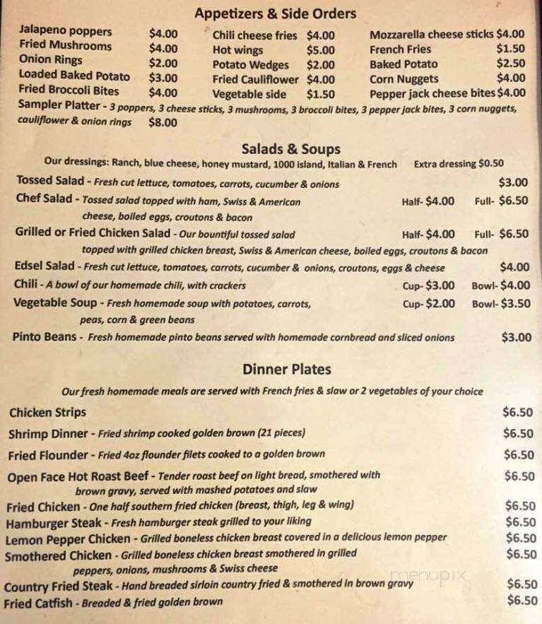 Janice's Diner - Cosby, TN menu_pic