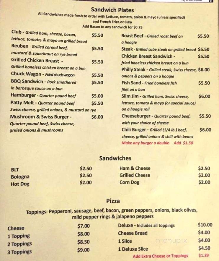 Janice's Diner - Cosby, TN menu_pic