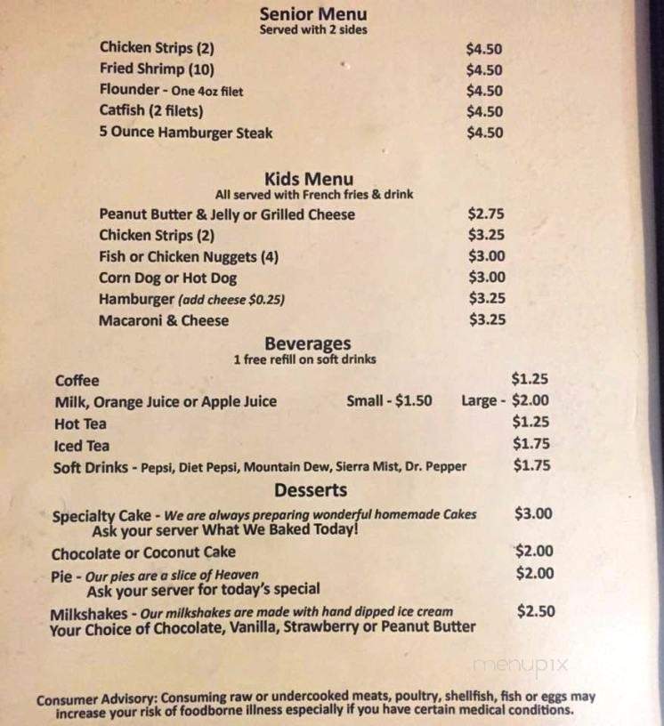 Janice's Diner - Cosby, TN menu_pic