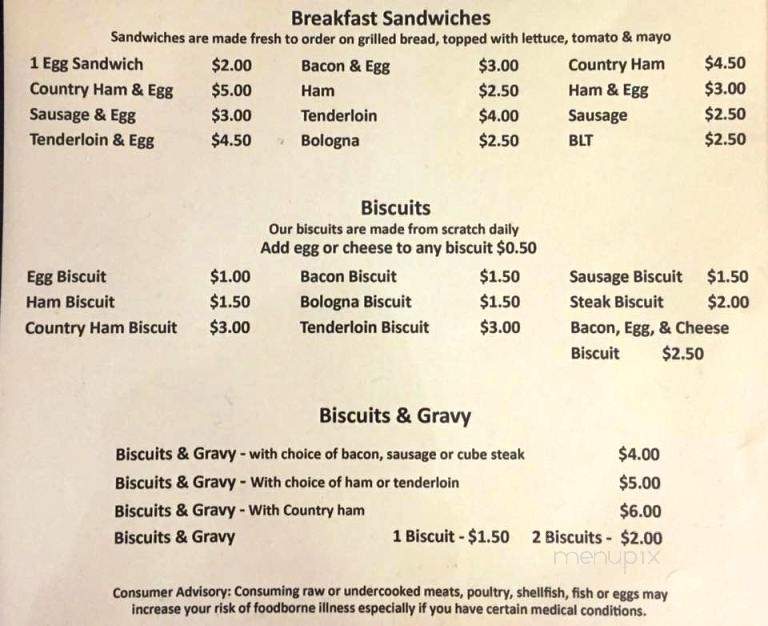 Janice's Diner - Cosby, TN menu_pic