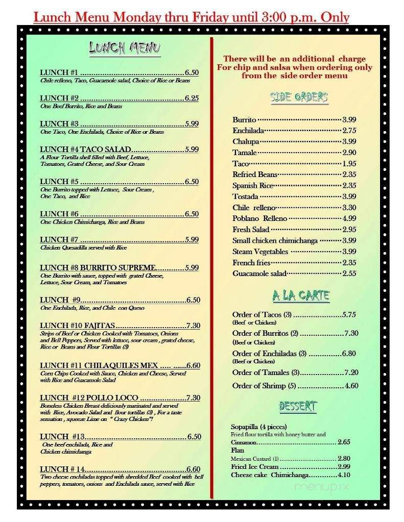 El Maguey - Derby, KS menu_pic