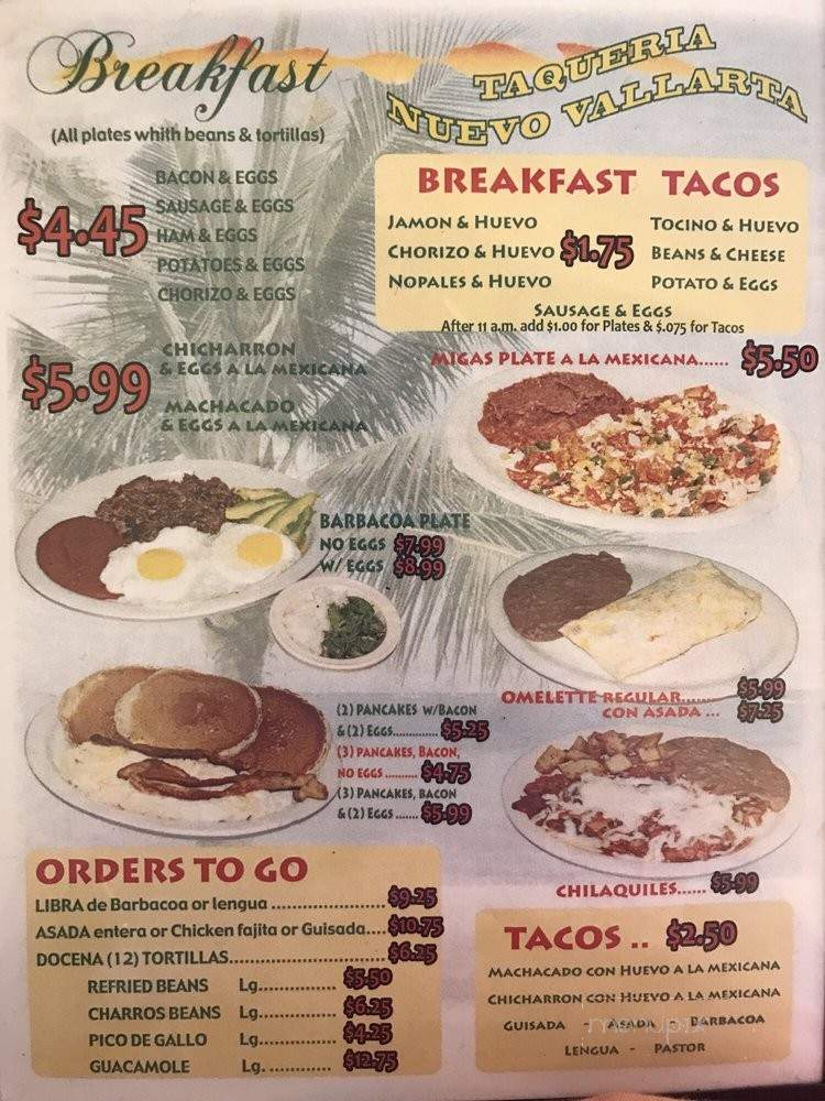 Taqueria Nuevo Vallarta - Corpus Christi, TX menu_pic