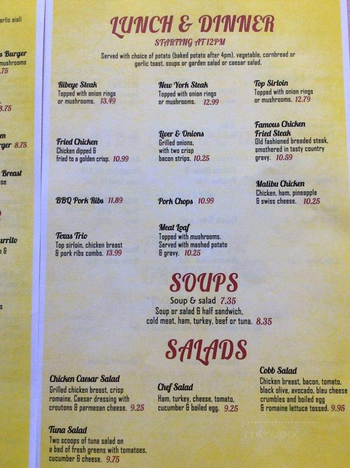 The Mojave Cafe - Mojave, CA menu_pic