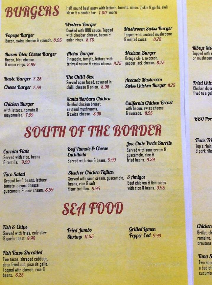 The Mojave Cafe - Mojave, CA menu_pic