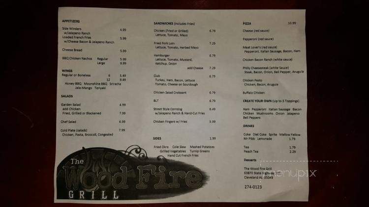 The Wood Fire Grill - Cleveland, AL menu_pic