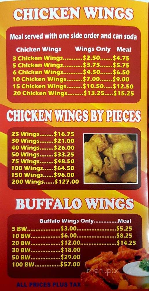 Menu of Golden Wings Fish and Chicken in East Orange, NJ 07017