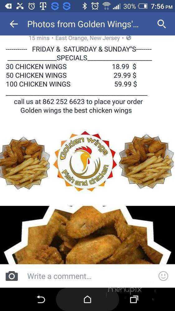 Golden Wings Fish and Chicken - East Orange, NJ menu_pic