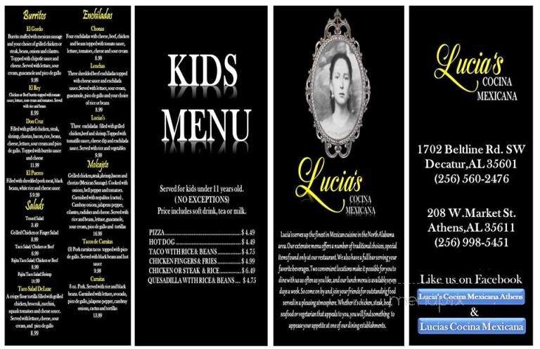 Lucia's Cocina Mexicana - Decatur, AL menu_pic