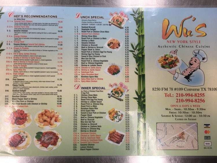 Wu's Chinese food - Converse, TX menu_pic