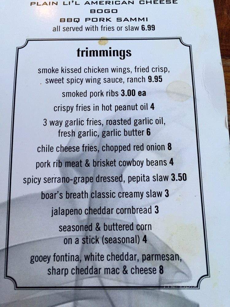 Boar's Breath Smokin BBQ - Clearlake, CA menu_pic