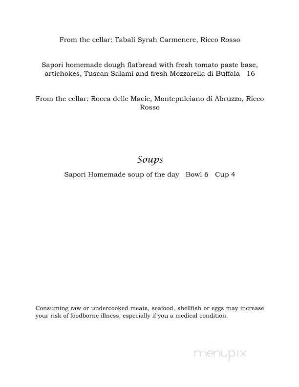 Sapori - Lexington, SC menu_pic