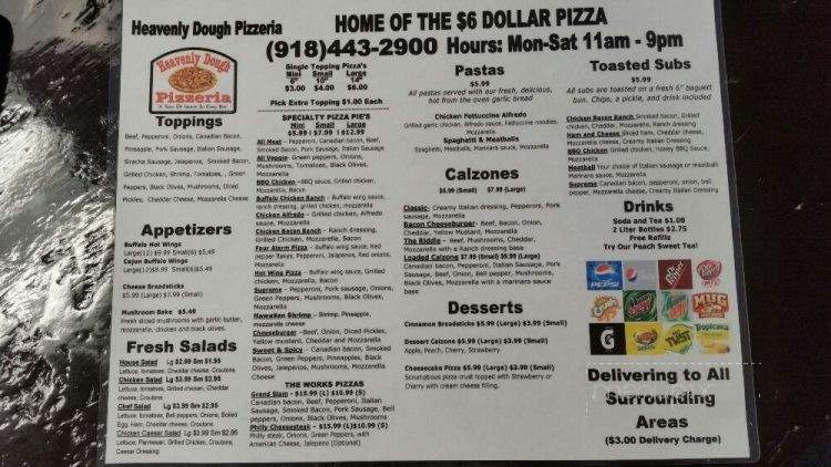 Heavenly Dough Pizzeria - Oologah, OK menu_pic