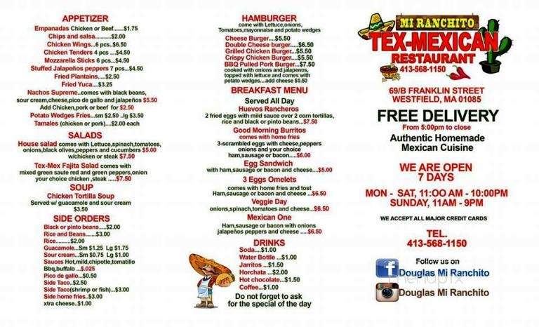 Mi Ranchito Tex Mex - Westfield, MA menu_pic
