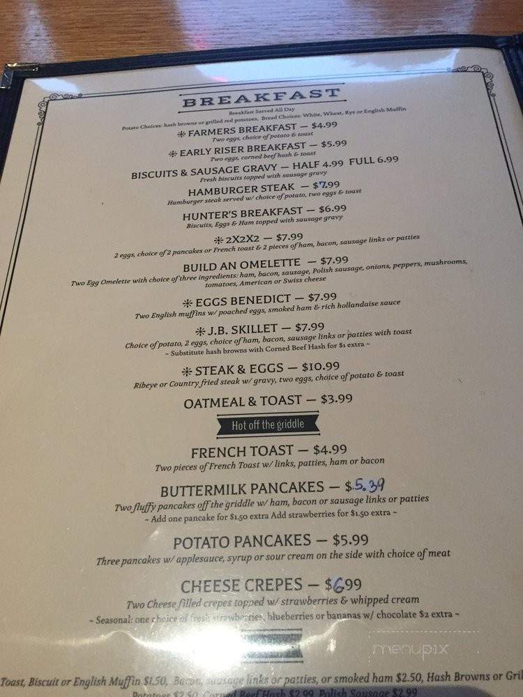 JB Country Restaurant - Arkdale, WI menu_pic