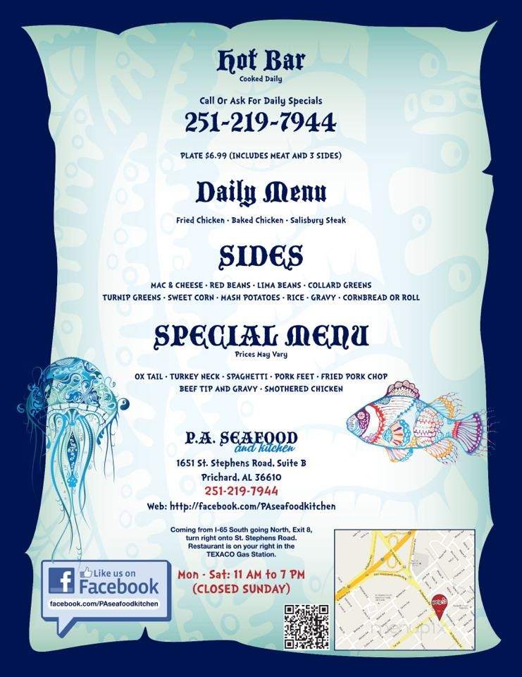 PA Seafood & Kitchen - Prichard, AL menu_pic