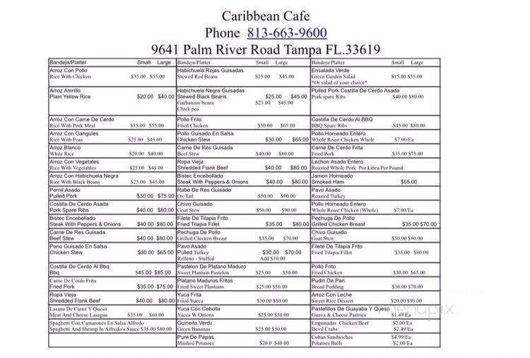 Caribbean Cafe - Tampa, FL menu_pic