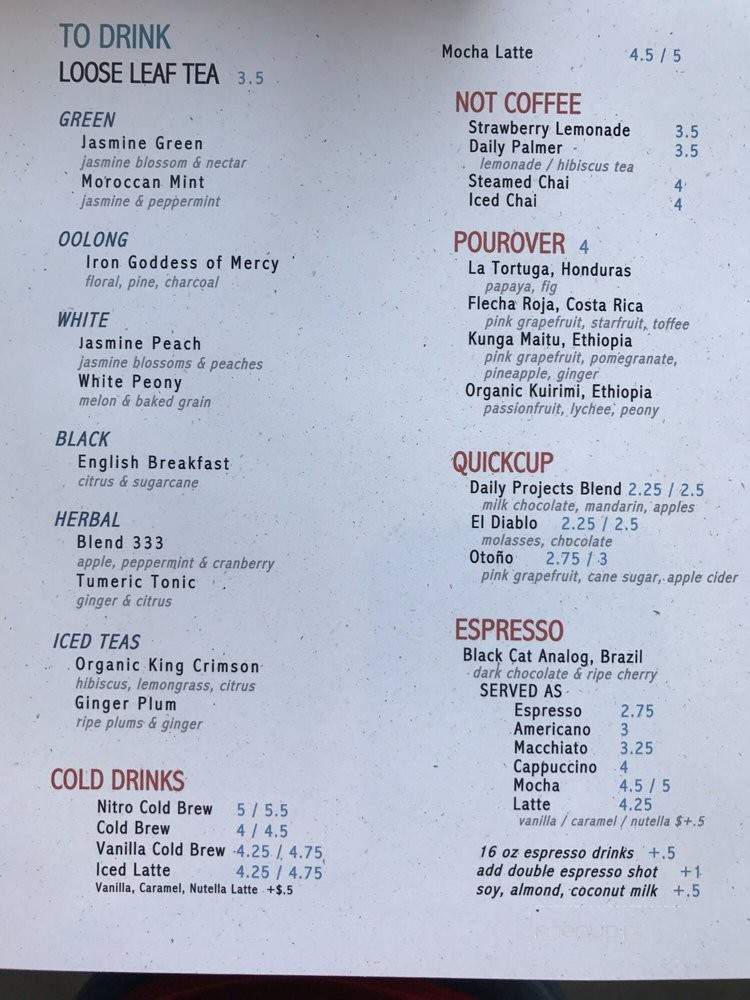Daily Projects Cafe & Eatery - Algonquin, IL menu_pic