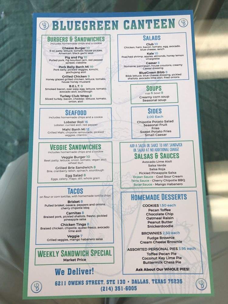 BlueGreen Canteen - Dallas, TX menu_pic