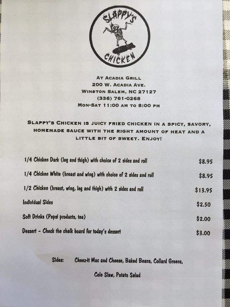 Slappy's Chicken - Winston-Salem, NC menu_pic