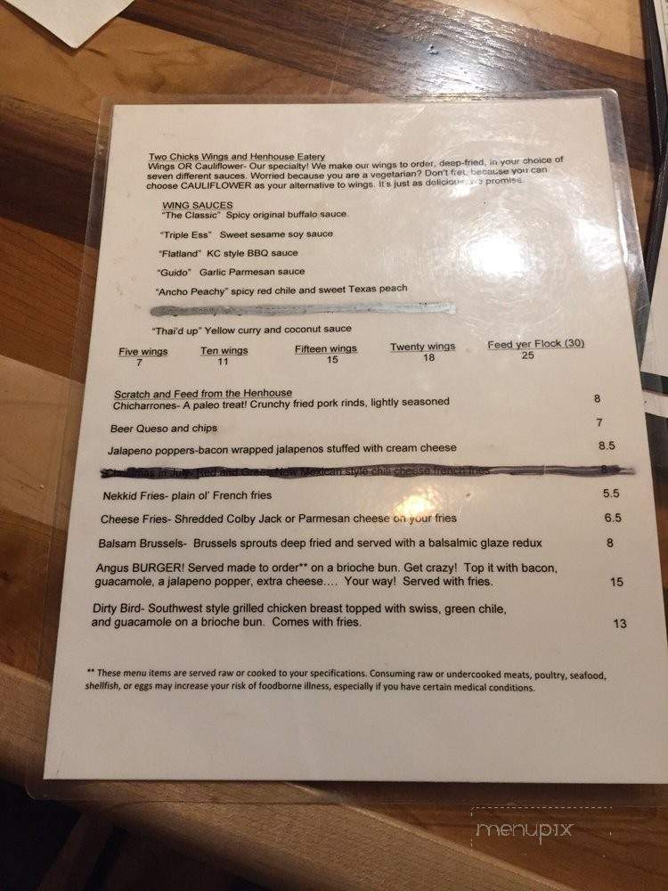 Two Chicks Wings And Henhouse Eatery - Estes Park, CO menu_pic