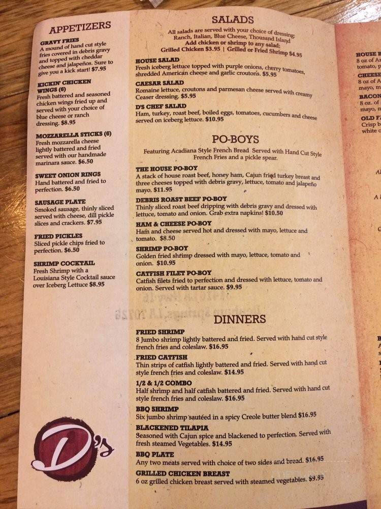 D's Place - Denham Springs, LA menu_pic