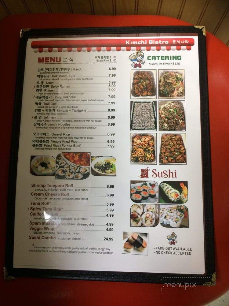 Kimchi Bistro - Lakewood, WA menu_pic