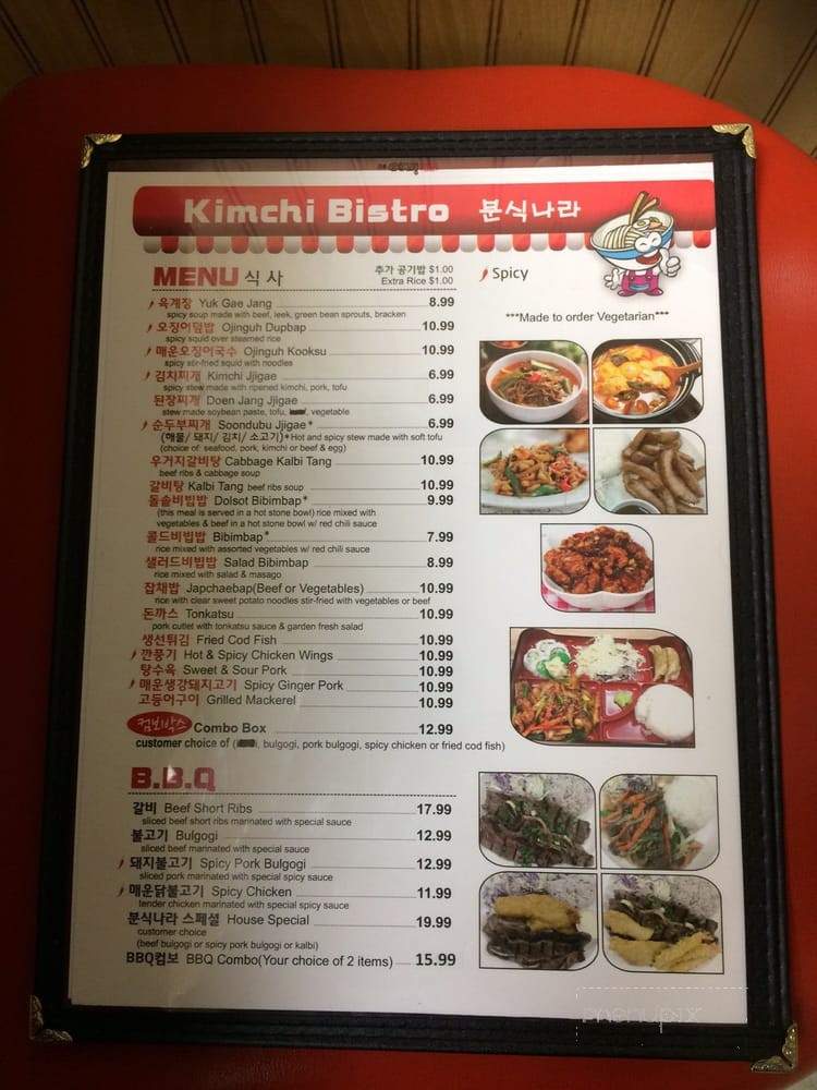 Kimchi Bistro - Lakewood, WA menu_pic