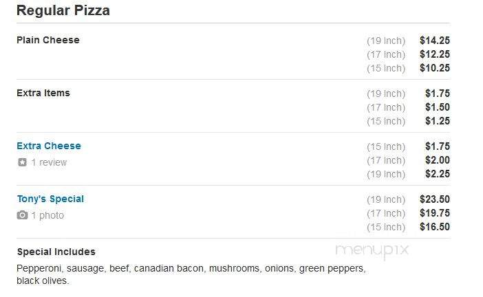 Tony's Pizza - Ocean City, MD menu_pic