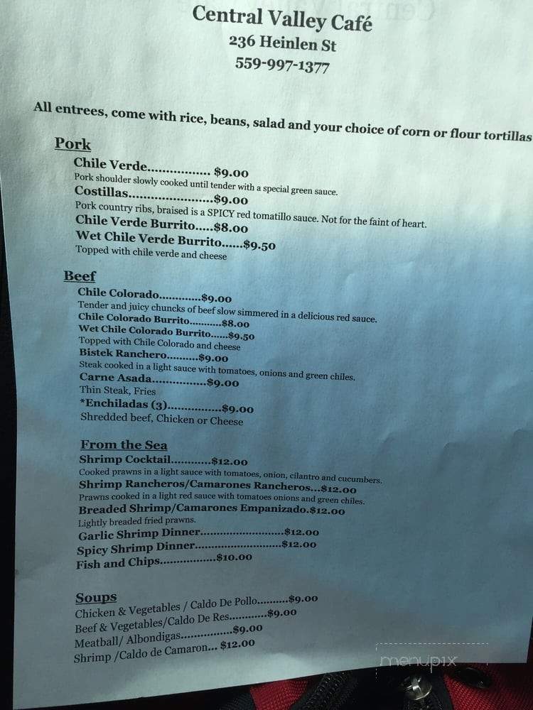 Central Valley Cafe - Lemoore, CA menu_pic