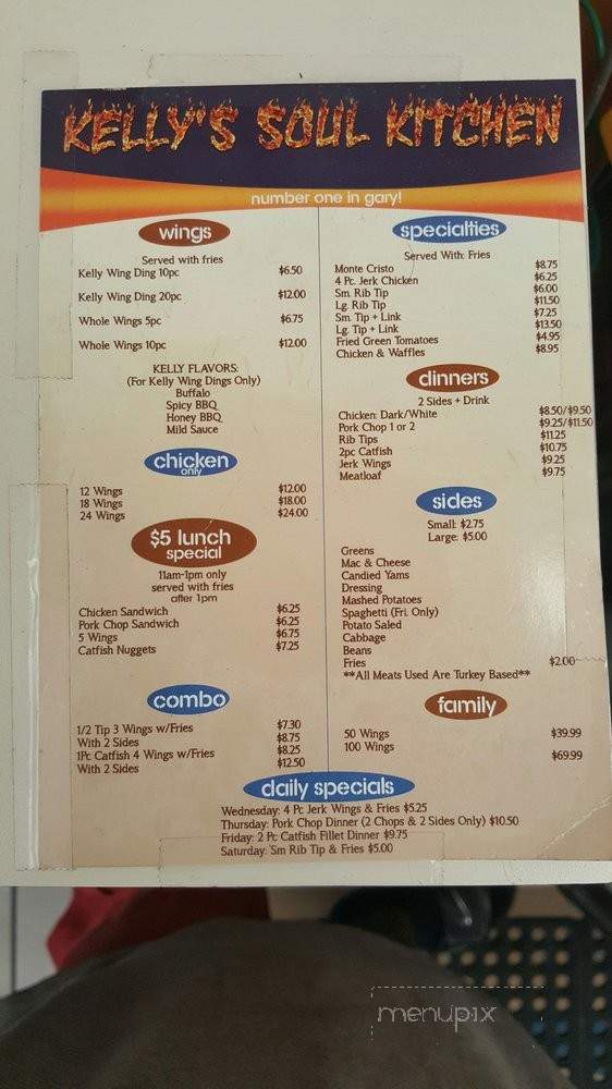 Kelly's Soul Kitchen - Gary, IN menu_pic
