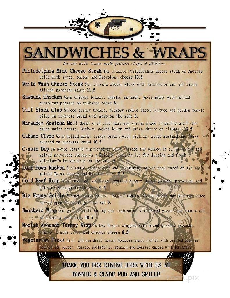 Bonnie & Clyde - Lehighton, PA menu_pic