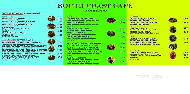 South Coast Cafe - Dallas, TX menu_pic