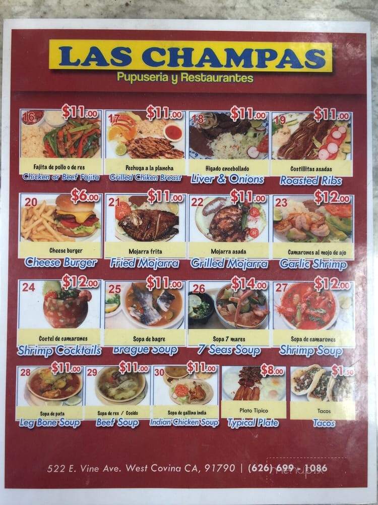 Las Champas - West Covina, CA menu_pic