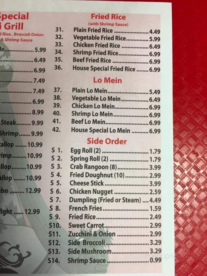 asian grill menu robinson pa