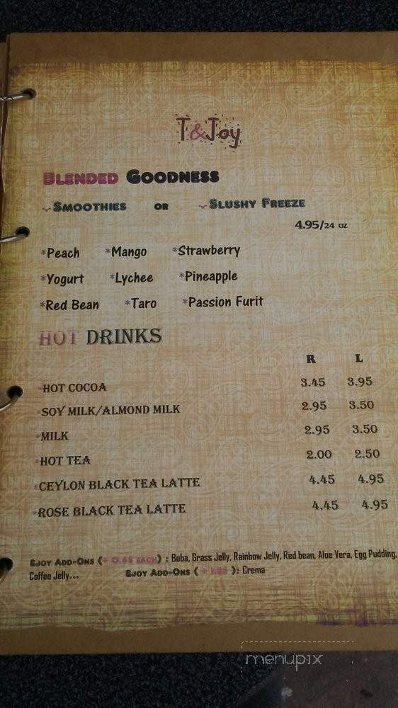 T & Joy - Claremont, CA menu_pic