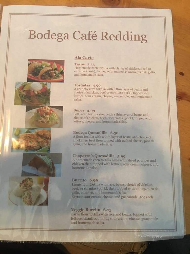 Bodega Cafe - Redding, CA menu_pic