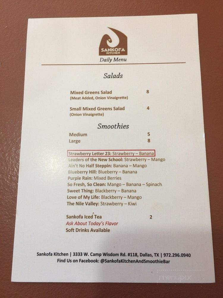 Sankofa Kitchen - Dallas, TX menu_pic
