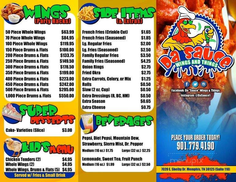 Da Sauce Wings and Things - Memphis, TN menu_pic