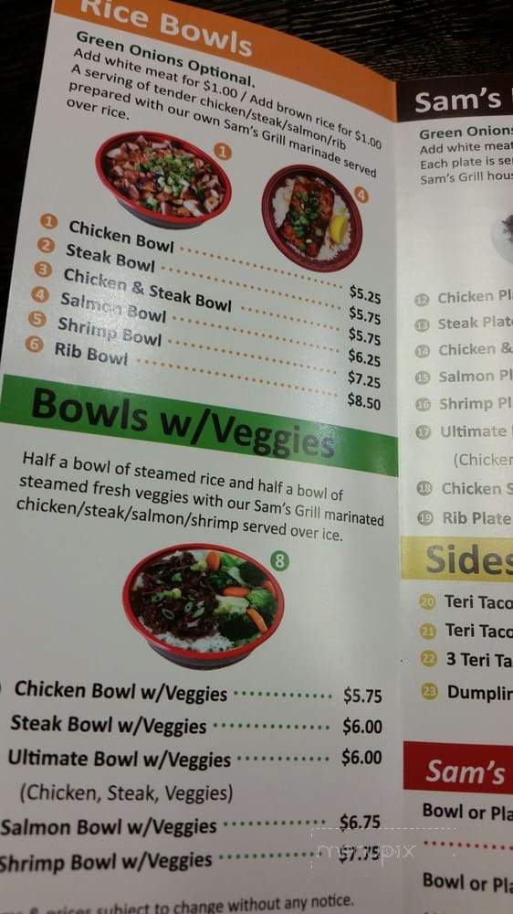 Sam's Grill - Anaheim, CA menu_pic