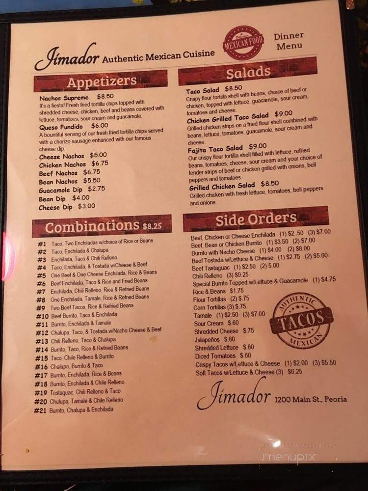 Jimador - Peoria, IL menu_pic