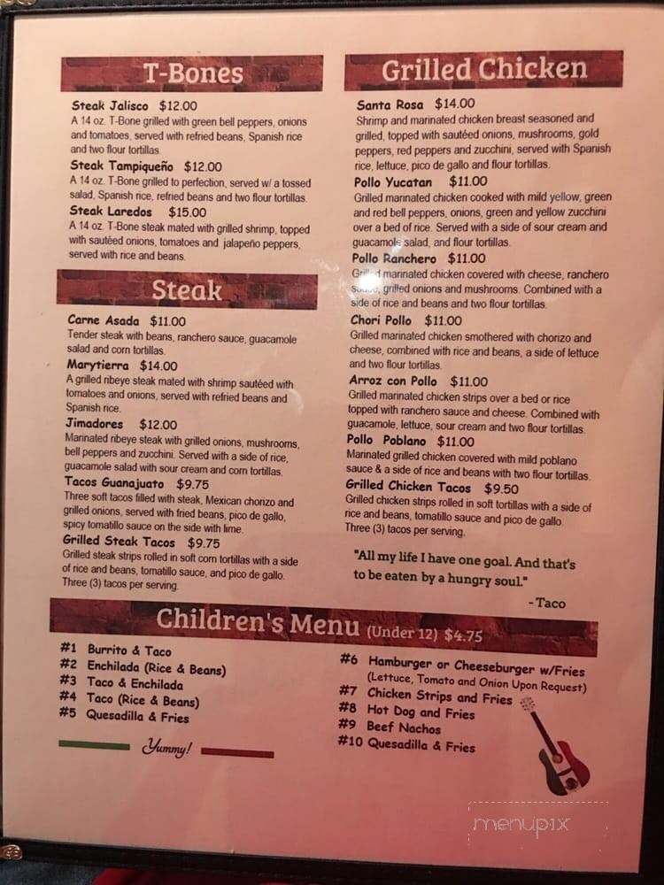Jimador - Peoria, IL menu_pic