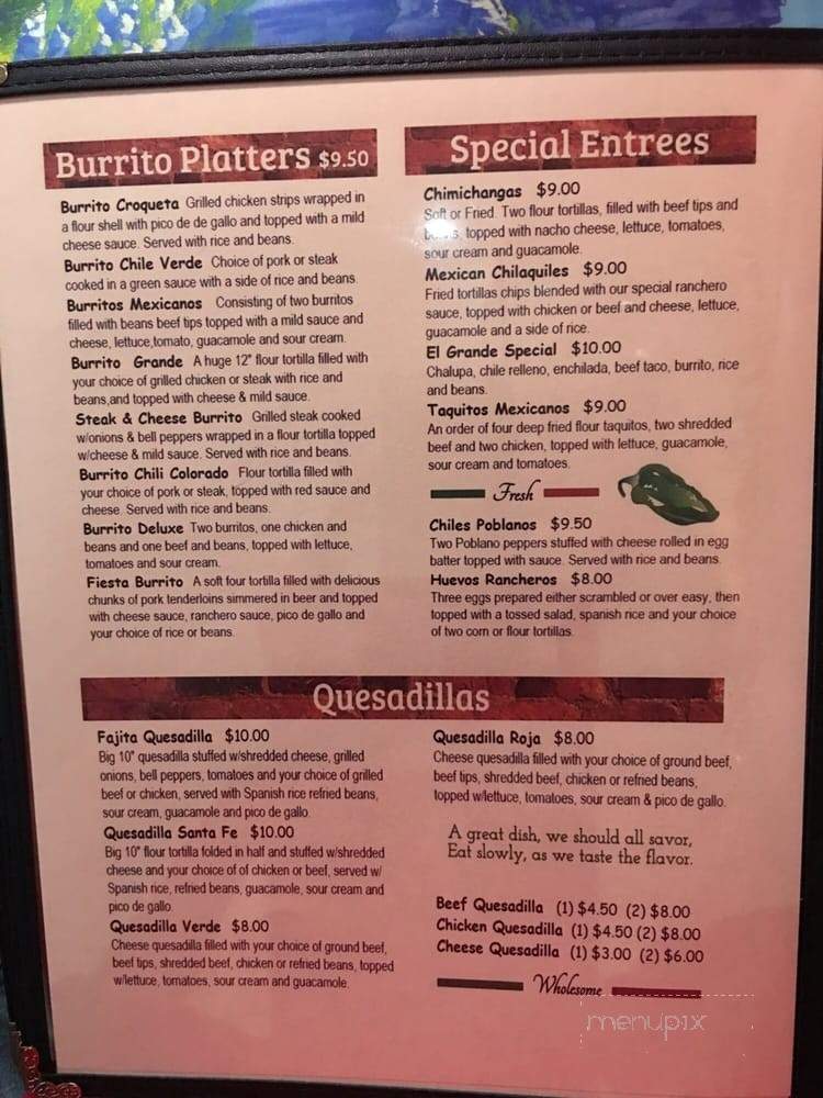 Jimador - Peoria, IL menu_pic