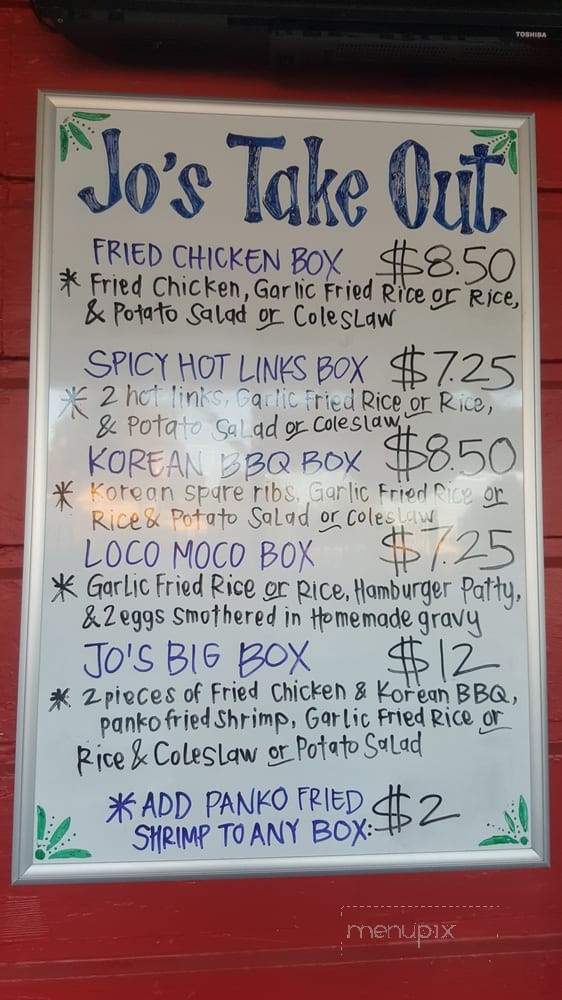 Jo's Take Out - Elk Grove, CA menu_pic
