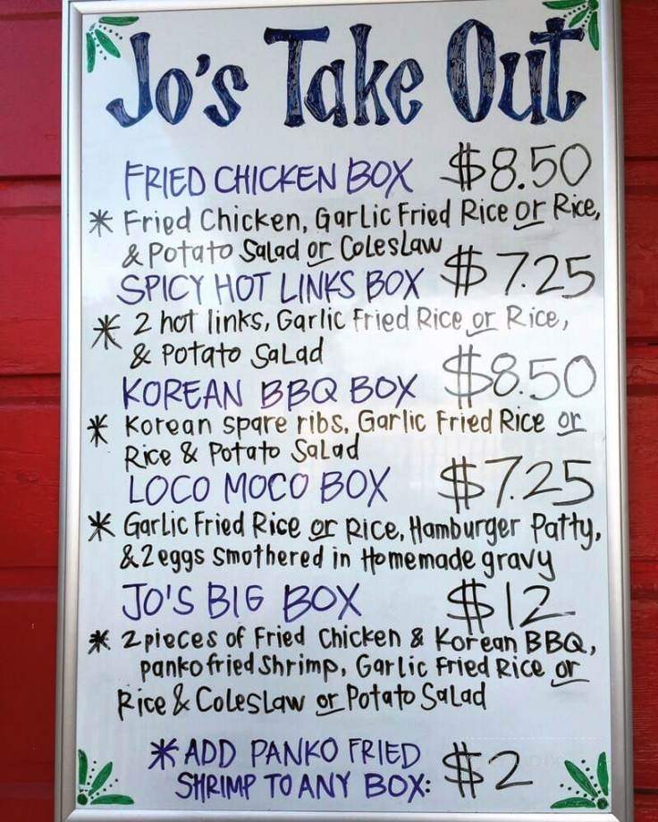 Jo's Take Out - Elk Grove, CA menu_pic