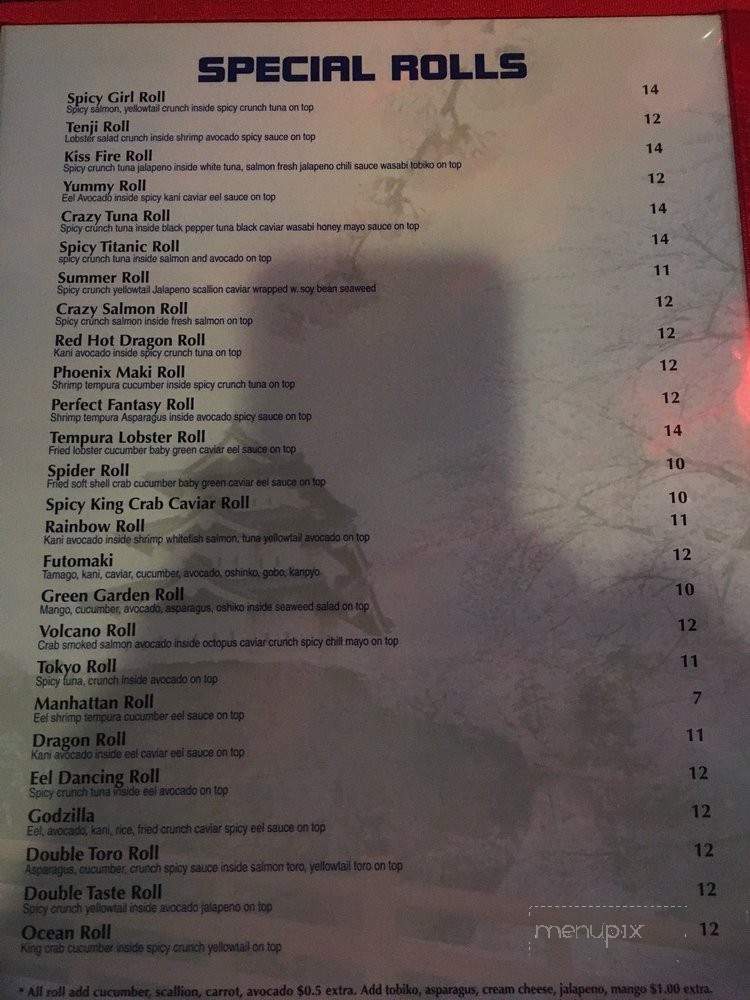 Tenji Asian Cuisine - Mason, OH menu_pic