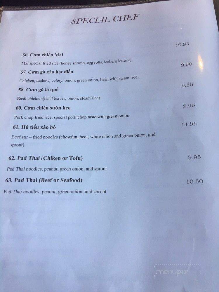 Mai Vietnamese Restaurant - Seattle, WA menu_pic