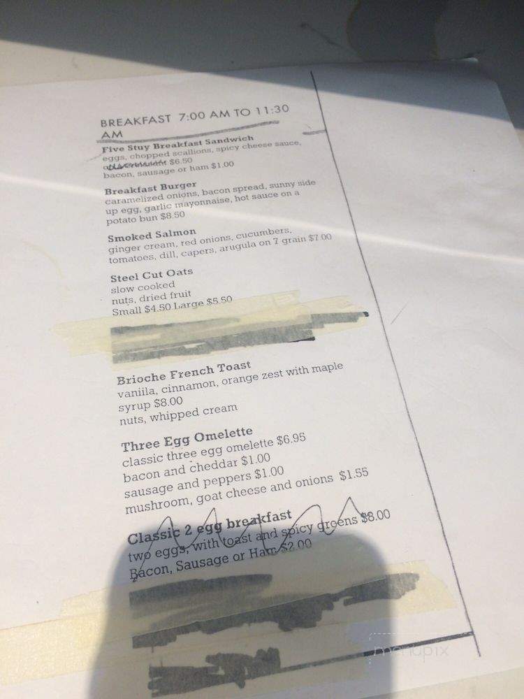 Five Stuy Cafe - New York, NY menu_pic